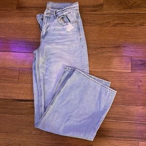 Long blue wide legged jeans